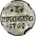 Niemcy, Saksonia, Fryderyk August III, 1 fenig 1765 C, Drezno, menniczy