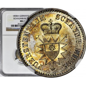 Niemcy, Schaumburg-Lippe, Jerzy Wilhelm, 1 grosz srebrny 1858 A, gabinetowy
