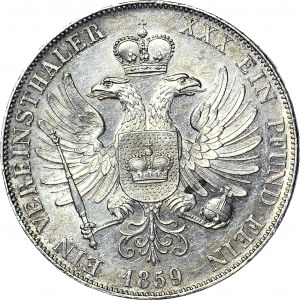 Niemcy, Schwarzburg-Rudolstadt, Fryderyk Wilhelm IV, Talar 1859, nakład 6000szt., PP