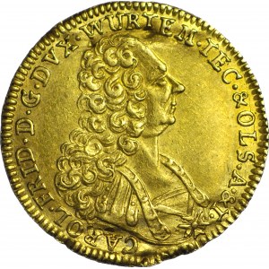 RR-, Niemcy, Württemberg, Karl Friedrich, Dukat 1739, bardzo rzadki