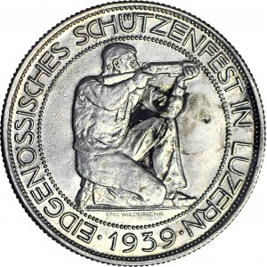 Szwajcaria, 5 franków 1939, Zawody Strzeleckie w Luzernie, Talar strzelecki