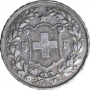Szwajcaria, 5 franków 1892, B