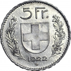 Szwajcaria, 5 franków 1922 B