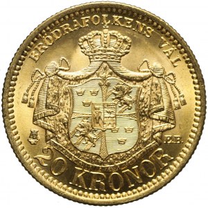 Szwecja, 20 koron 1886, Oskar II, mennicze