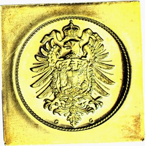Niemcy, Cesarstwo Niemieckie, 10 fenigów 1873 G, KLIPA W ZŁOCIE