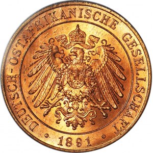 Niemcy, Niemiecka Afryka Wschodnia, 1 pesa 1891, kolor RD