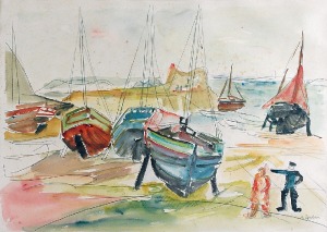 Henryk EPSTEIN (1890-1944), Łodzie rybackie nad brzegiem morza