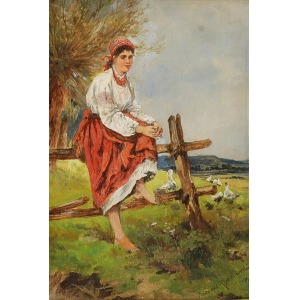 Tadeusz RYBKOWSKI (1848-1926), Wiejska dziewczyna, ok. 1885