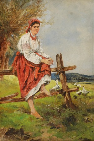 Tadeusz RYBKOWSKI (1848-1926), Wiejska dziewczyna, ok. 1885