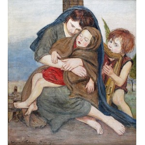 Wlastimil HOFMAN (1881-1970), Macierzyństwo - Madonna z Dzieciątkiem i muzykującym aniołkiem, 1920