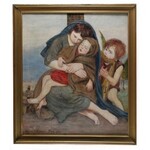 Wlastimil HOFMAN (1881-1970), Macierzyństwo - Madonna z Dzieciątkiem i muzykującym aniołkiem, 1920