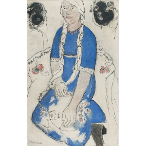 Tadeusz MAKOWSKI (1882-1932), Petite fille. Siedząca dziewczyna z warkoczami, 1909-1912