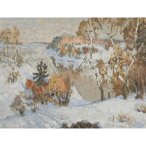 Konstantin Ivanovich GORBATOV (1876-1945), Pejzaż zimowy z brzozami