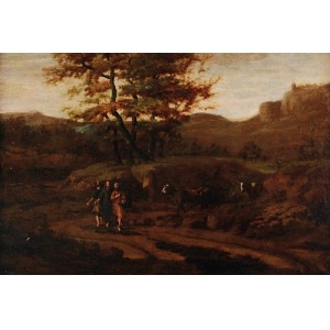 Malarz nieokreślony (XVII w.), Pejzaż z pasterzami i krowami