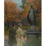 Marian NOWICKI (1904-po1939), Ojciec i syn przed figura Madonny, 1924