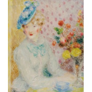 Mieszko JABŁOŃSKI (1892-1965), Portret kobiety z kwiatami