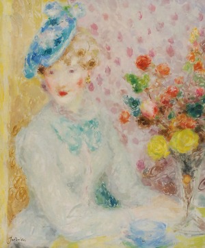 Mieszko JABŁOŃSKI (1892-1965), Portret kobiety z kwiatami