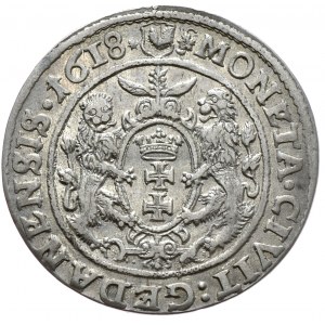 Zygmunt III Waza, ort 1618, Gdańsk, liść klonu (R2)