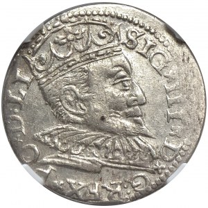 Zygmunt III Waza, trojak 1586/96 Ryga, przebity błąd w dacie. Nienotowany