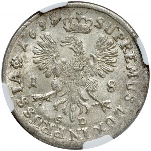 Prusy, Fryderyk III, ort 1698 SD (wąsko rozstawione)