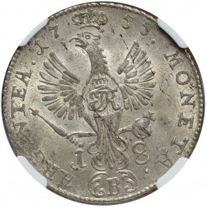 Królestwo Prus, Fryderyk II, ort (18 groszy) 1755 B, Wrocław