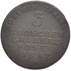 Wielkie Księstwo Poznańskie, 3 grosze 1817 A, Berlin