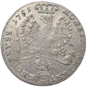 Królestwo Prus, Fryderyk II, ort 1751 E/W Królewiec, bardzo rzadki