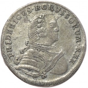 Królestwo Prus, Fryderyk II, ort 1751 E/W Królewiec, odwrócone N w MONETA, bardzo rzadki