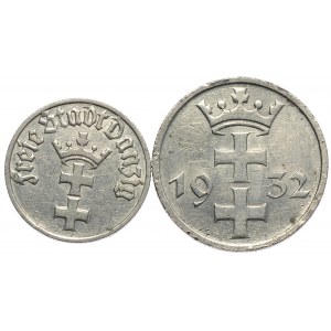 Wolne Miasto Gdańsk, 1/2 guldena 1932, gulden 1932, razem 2 szt.