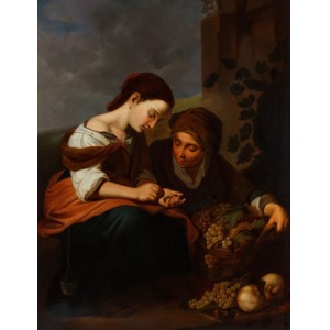 Bartolomé Esteban MURILLO, kopia, SPRZEDAWCZYNIE OWOC&Oacute;W, XVIII/XIX w.