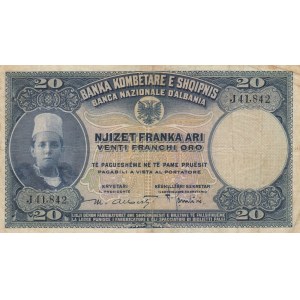 Albania, 20 Franka Ari, 1926, VF, p3a