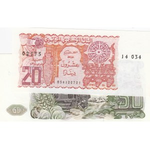 Algeria, 20 Dinars and 50 Dinars, 1977/1983, UNC, p133, p130,