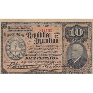 Argentina, 10 Centavos, 1891, AUNC, p210
