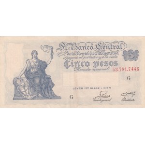 Argentina, 5 Pesos, 1951/59, XF, p264c