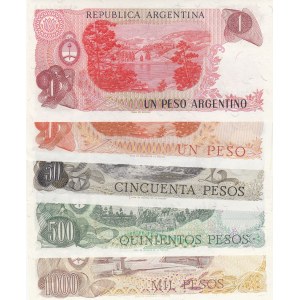 Argentina,  UNC,  Total 5 banknotes