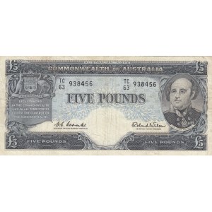 Australia, 5 Pounds, 1960/1965, VF, p35a