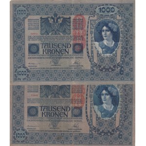 Austria, 1.000 Kronen, 1902, FINE, p59, Total 2 banknotes