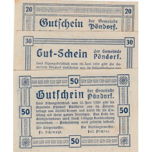 Austria, 20 Heller, 30 Heller, 50 Heller, 1920, UNC,  Notgeld, Total 3 banknotes
