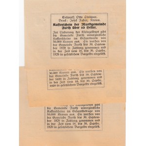 Austria, 10 Heller, 20 Heller, 50 Heller, 1920, UNC,  Notgeld, Total 3 banknotes