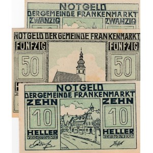 Austria, 10-20-50 Heller, 1921, UNC,  total 3 banknotes
