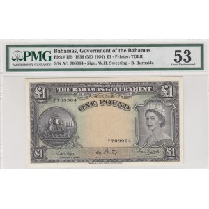 Bahamas , 1 Pound, 1954, AUNC, p15b
