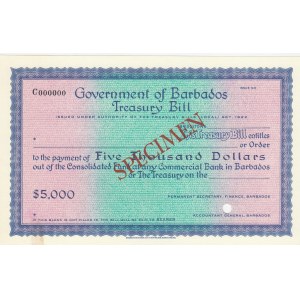 Barbados, 5.000 Dolar,  UNC,  SPECIMEN