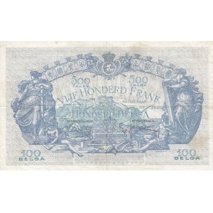 Belgium, 500 Francs=100 Belgas, 1938, VF, p109