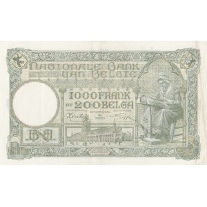 Belgium, 1.000 Francs or 200 Belgas, 1943, XF, p110