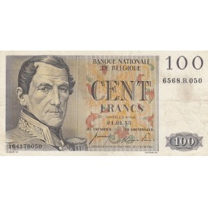 Belgium, 100 Francs, 1955, XF (-), p129b