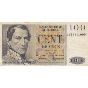 Belgium, 100 Francs, 1959, VF, p129b