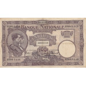Belgium, 100 Francs, 1927, FINE, p95