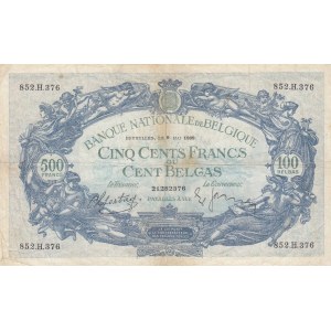 Belçika, 500 Francs, 1939, VF,