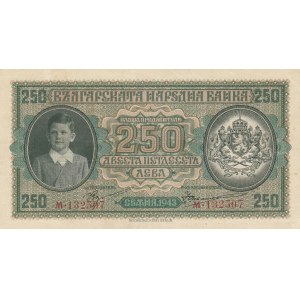 Bulgaria, 250 Leva, 1943, XF, p65a