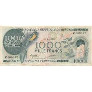 Burundi, 1.000 Francs, 1978, VF, p31a